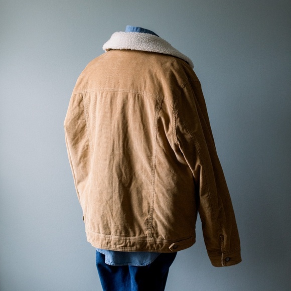 Calvin Klein - Corduroy & Sherpa Tan Trucker Jacket - Men's XL - Picture 3 of 9